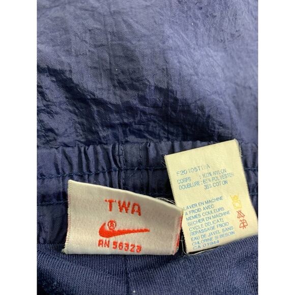 Vintage Nike TWA Windbreaker Pants Mens Navy Blue Nylon Zip Bottom Leg Track Jog - Picture 4 of 9